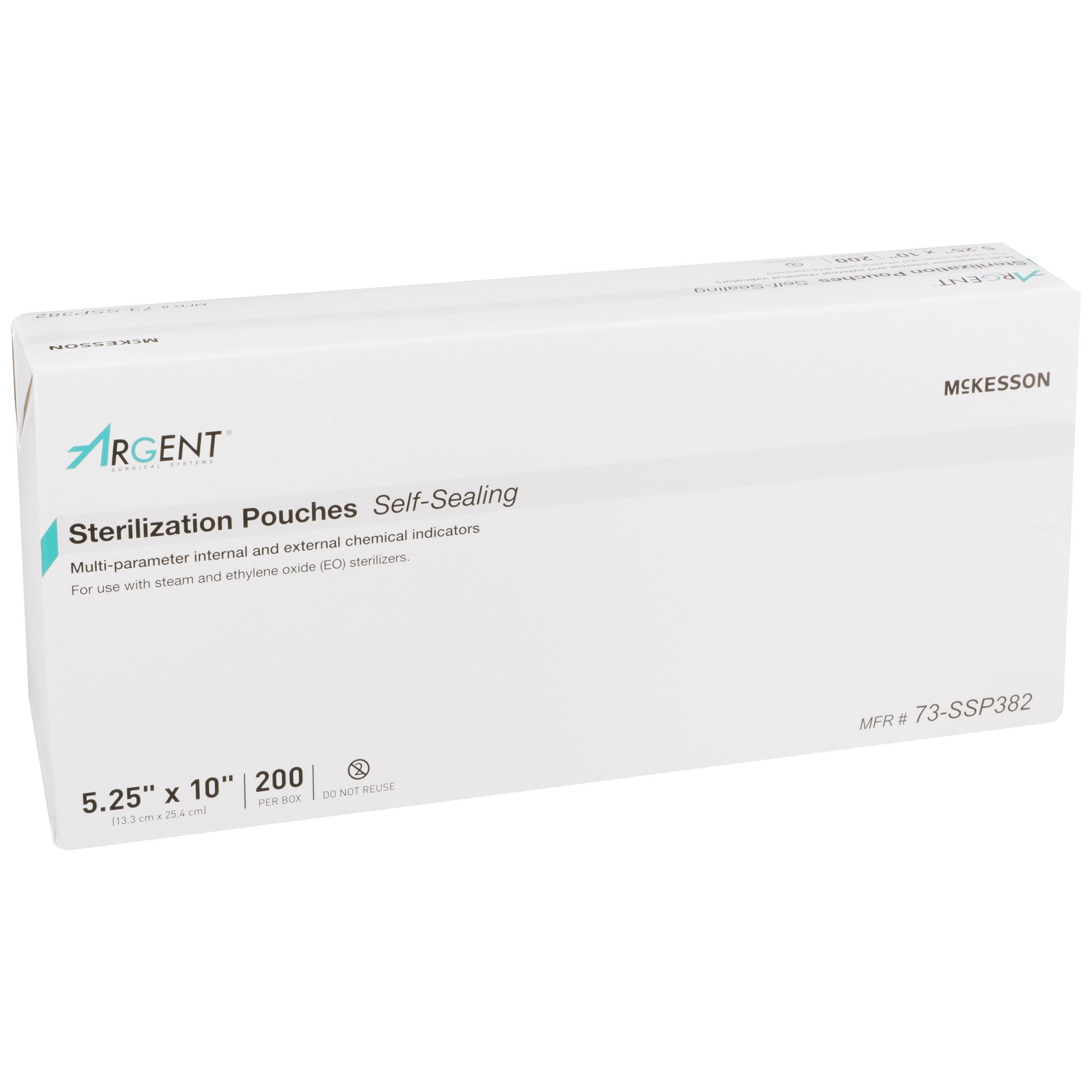 McKesson Argent Sure-Check Sterilization Pouch, 5-1/4 x 10 Inch-Sterilization Pouch McKesson Argent Sure-Check Ethylene Oxide (EO) Gas / Steam 5-1/4 X 10 Inch Transparent / Blue Self Seal Paper / Film