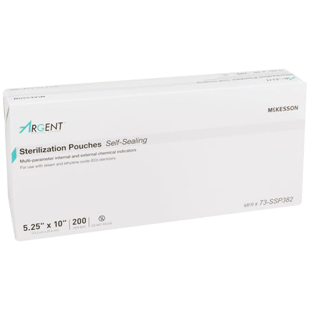 McKesson Argent Sure-Check Sterilization Pouch, 5-1/4 x 10 Inch-Sterilization Pouch McKesson Argent Sure-Check Ethylene Oxide (EO) Gas / Steam 5-1/4 X 10 Inch Transparent / Blue Self Seal Paper / Film