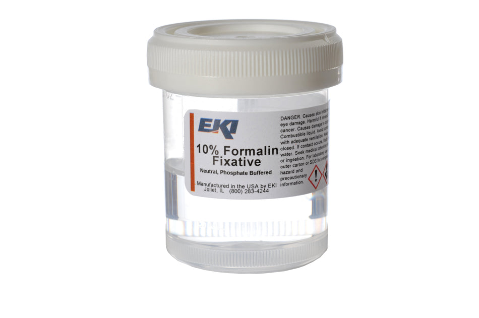 EKI Prefilled Formalin Container, 30 mL Fill in 60 mL-Prefilled Formalin Container 30 mL Fill in 60 mL (2 oz.) Screw Cap Warning Label / Patient Information NonSterile