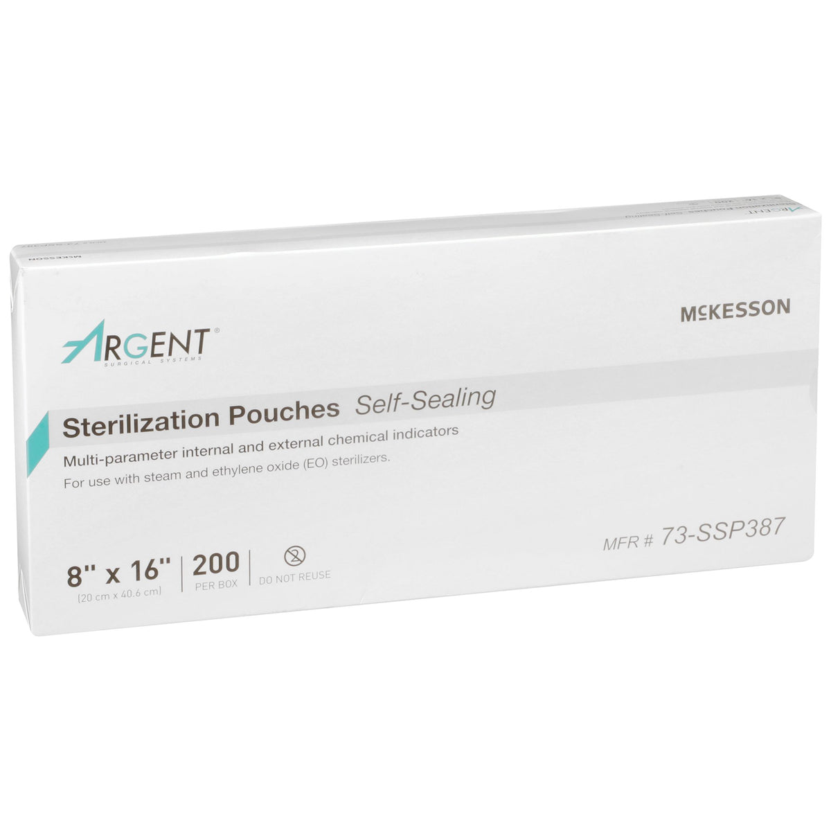 McKesson Argent Sure-Check Sterilization Pouch, 8 x 16 Inch-Sterilization Pouch McKesson Argent Sure-Check Ethylene Oxide (EO) Gas / Steam 8 X 16 Inch Transparent / Blue Self Seal Paper / Film