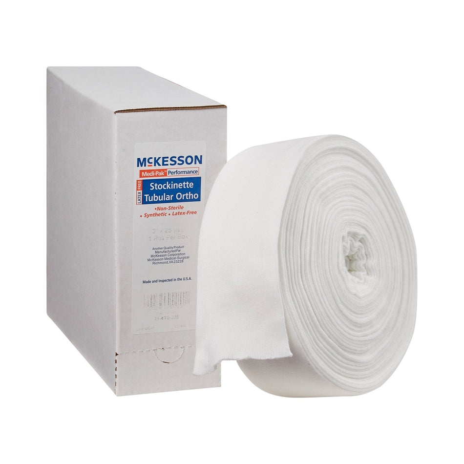 McKesson White Polyester Tubular Stockinette, 3 Inch x 25 Yard-Stockinette Tubular McKesson 3 Inch X 25 Yard Polyester NonSterile