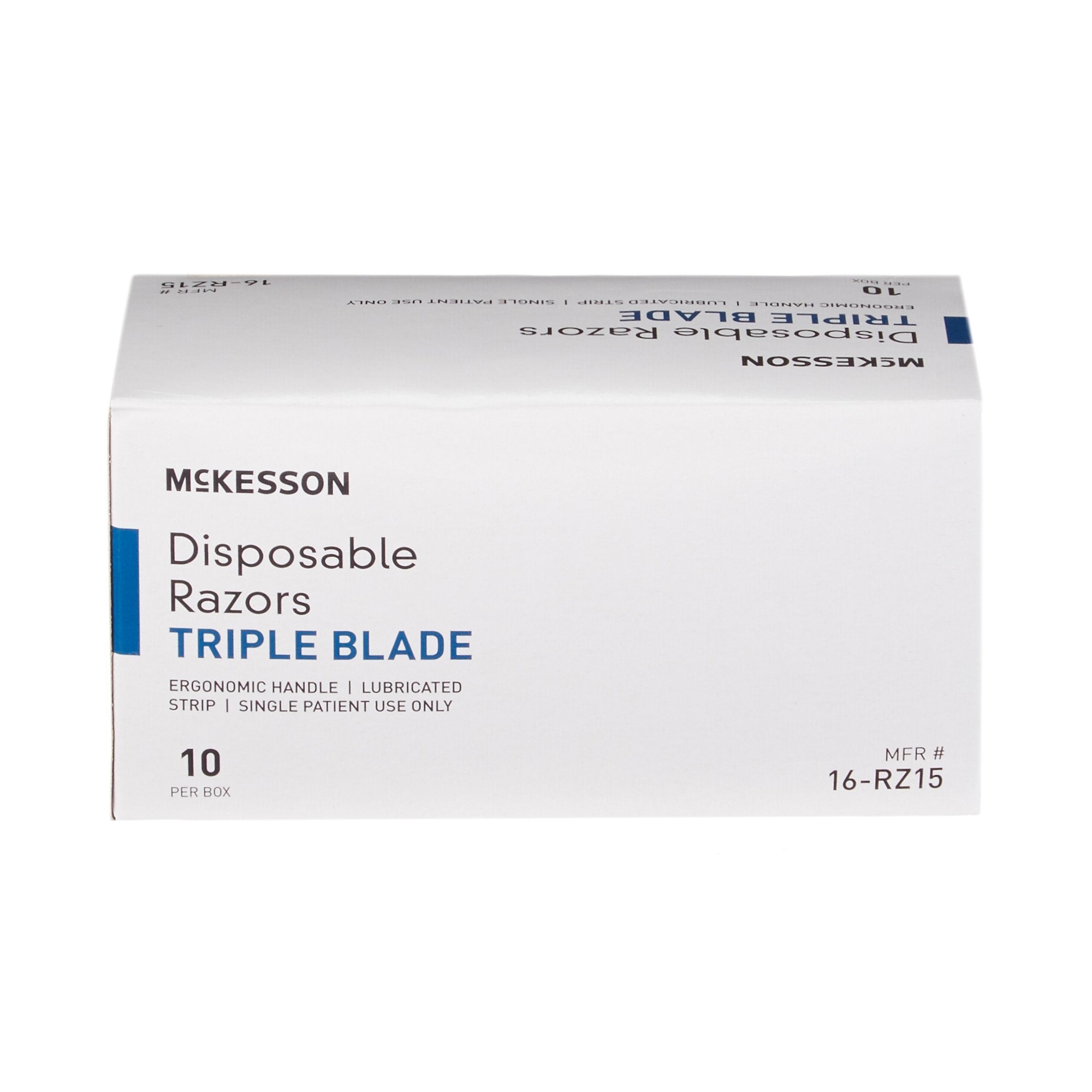 McKesson Triple Blade Disposable Razors-Personal Razor with Lubricating Strip McKesson Single Edge Triple Blade NonSterile Disposable