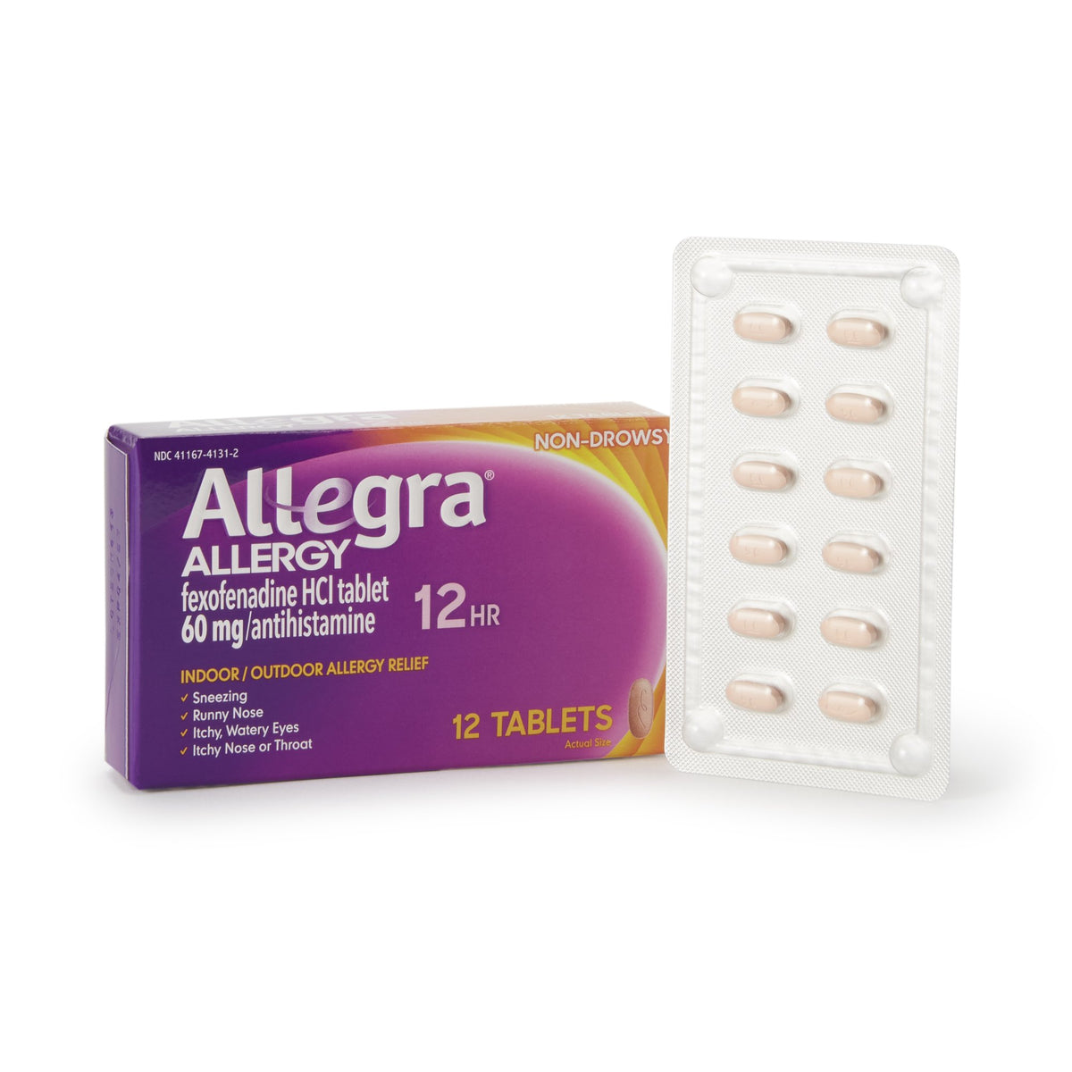 Allegra Fexofenadine HCl Allergy Relief-Allergy Relief Allegra 60 mg Strength Tablet 12 per Box