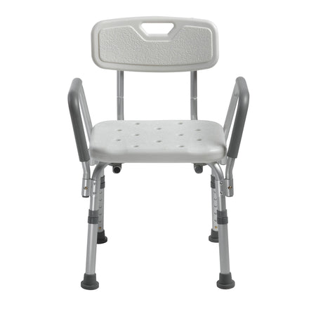 drive Shower Chair with Back and Removable Padded Arms-Bath Bench drive Padded Removable Arms Aluminum Frame With Backrest 16 Inch Seat Width 300 lbs. Weight Capacity