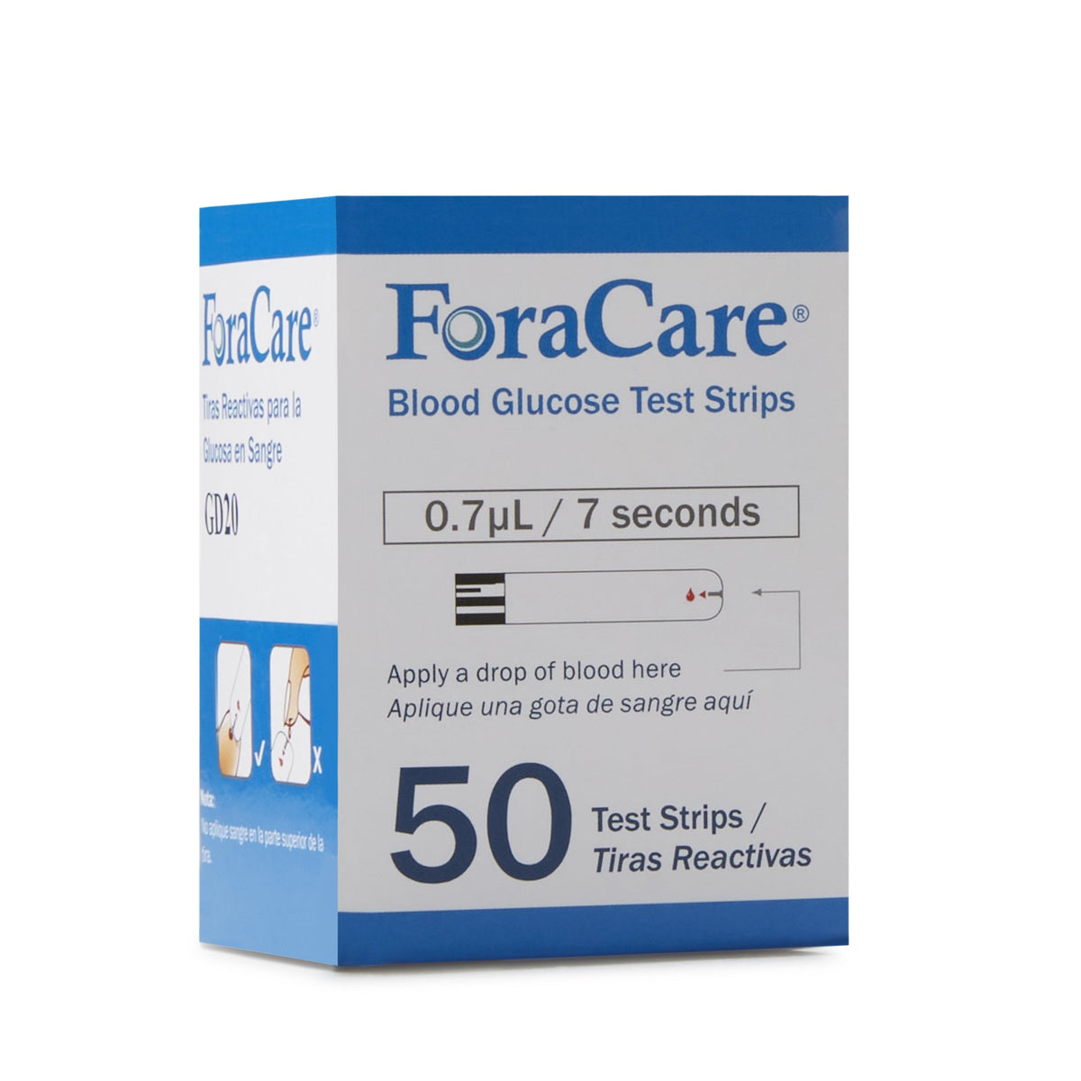 FORA GD20 Blood Glucose Test Strips-Blood Glucose Test Strips FORA GD20 50 Strips per Pack
