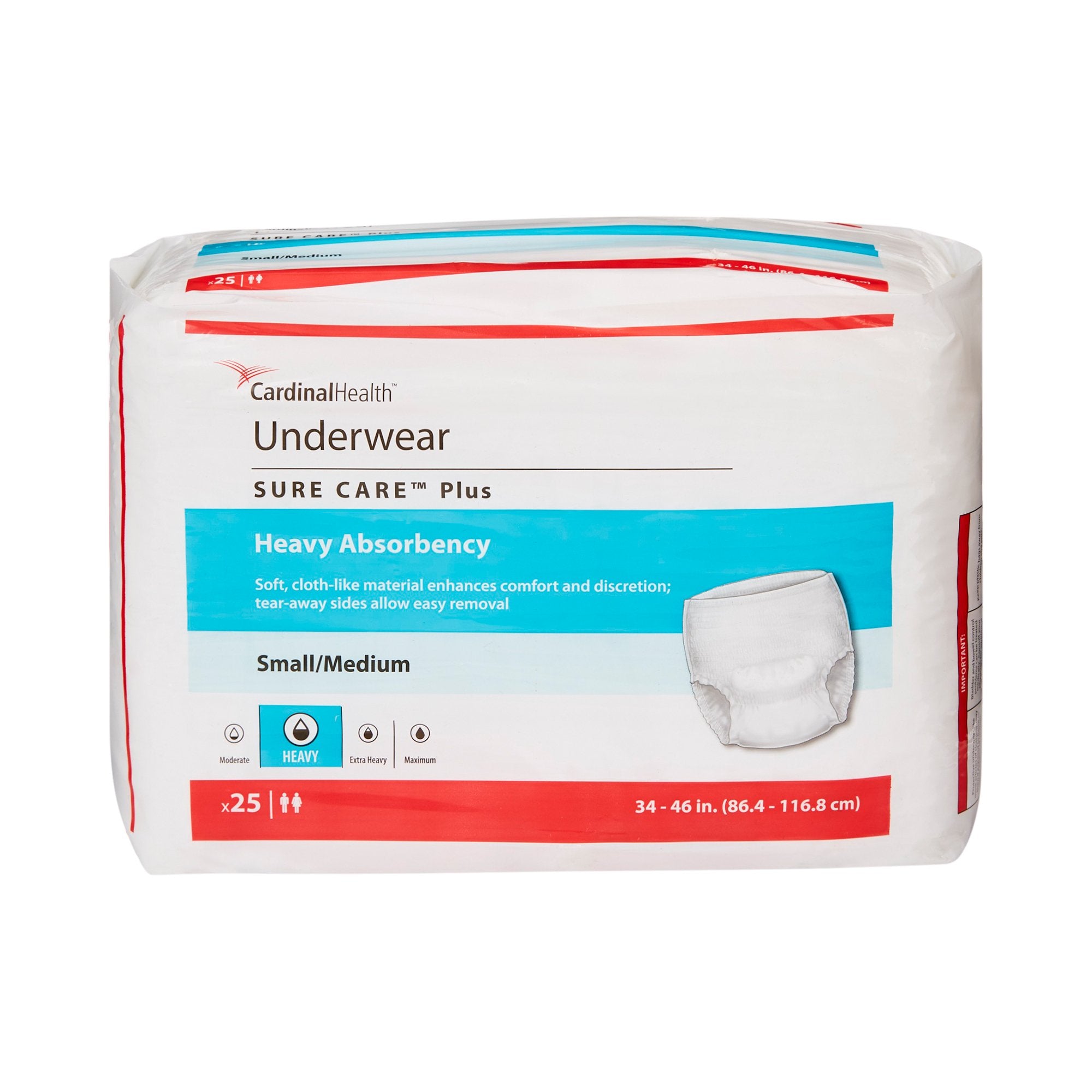 Sure Care™ Plus Heavy Absorbent Underwear, Medium - Incontinence>Adult Briefs and Protective Undergarments - Cardinal