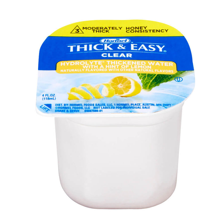 Thick & Easy Hydrolyte Honey Consistency Lemon Thickened Water, 4-ounce Cup-Thickened Water Thick & Easy Hydrolyte 4 oz. Portion Cup Lemon Flavor Liquid IDDSI Level 3 Moderately Thick/Liquidized