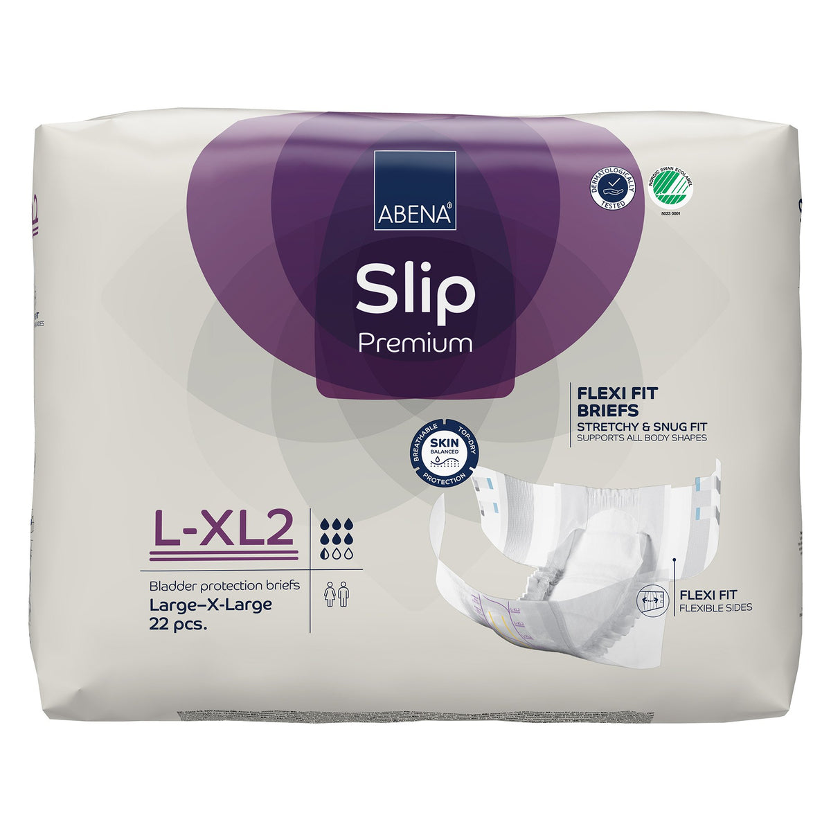 Abena Slip Premium Flexi Fit Incontinence Briefs, L-XL2-Unisex Adult Incontinence Brief Abena Slip Flexi Fit Large / X-Large Disposable Heavy Absorbency