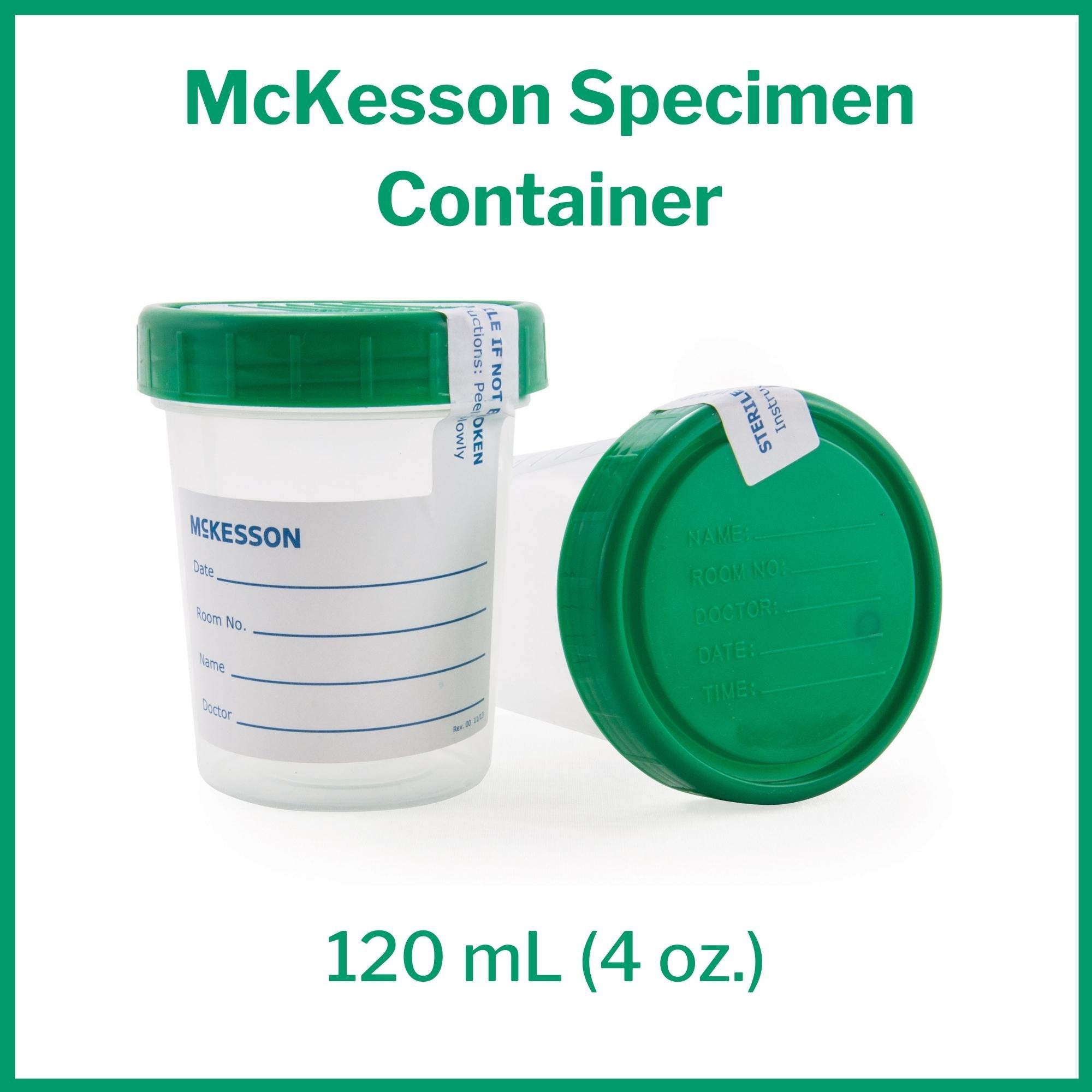 McKesson Specimen Container, 120 mL-Specimen Container McKesson 120 mL (4 oz.) Screw Cap Sterile Inside Only