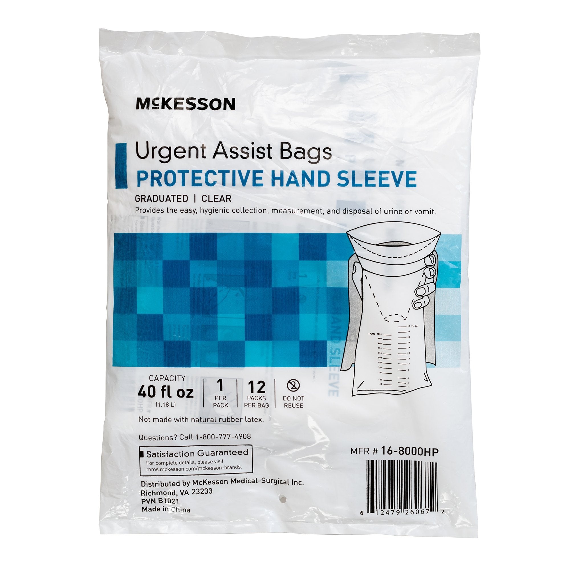 McKesson Urgent Assist Bags with Protective Hand Sleeve-Emesis Bag McKesson 40 oz. Clear