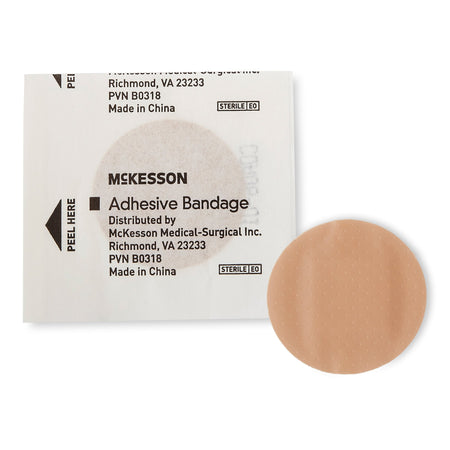 McKesson Round Tan Adhesive Spot Bandage, 1 Inch-Adhesive Spot Bandage McKesson 1 Inch Plastic Round Tan Sterile