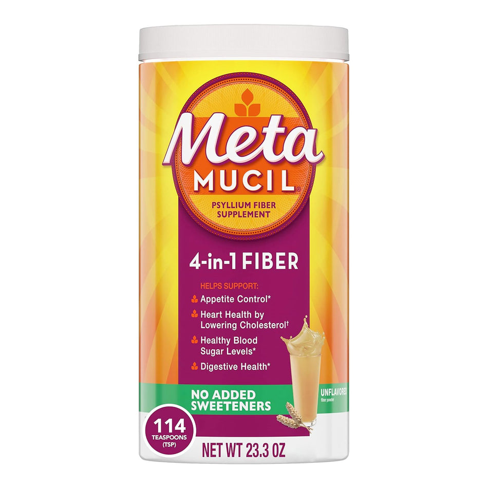 Metamucil 4 in 1 Fiber Powder Unflavored-Fiber Supplement Metamucil Unflavored Powder 23.3 oz. Psyllium Husk