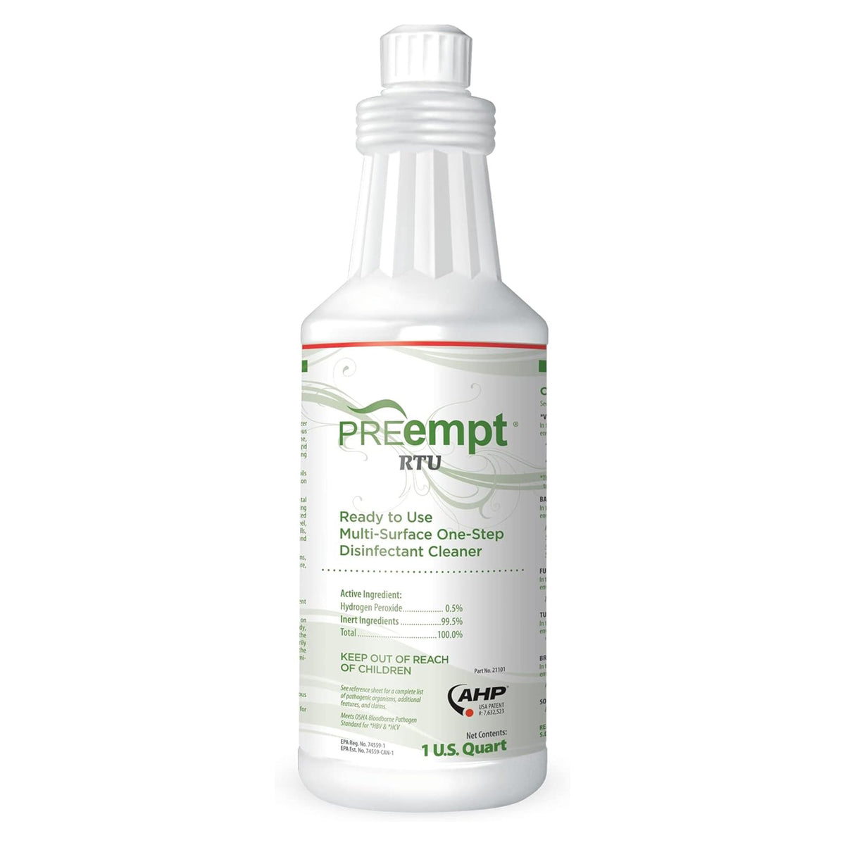 PREempt RTU Surface Disinfectant Cleaner-PREempt RTU Surface Disinfectant Cleaner Peroxide Based Manual Pour Liquid 32 oz. Bottle Scented NonSterile