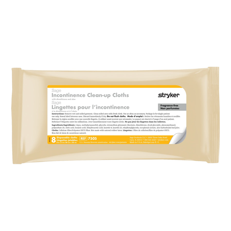 Sage Incontinent Care Wipe-Incontinence Care Wipe Sage Soft Pack Unscented 8 Count