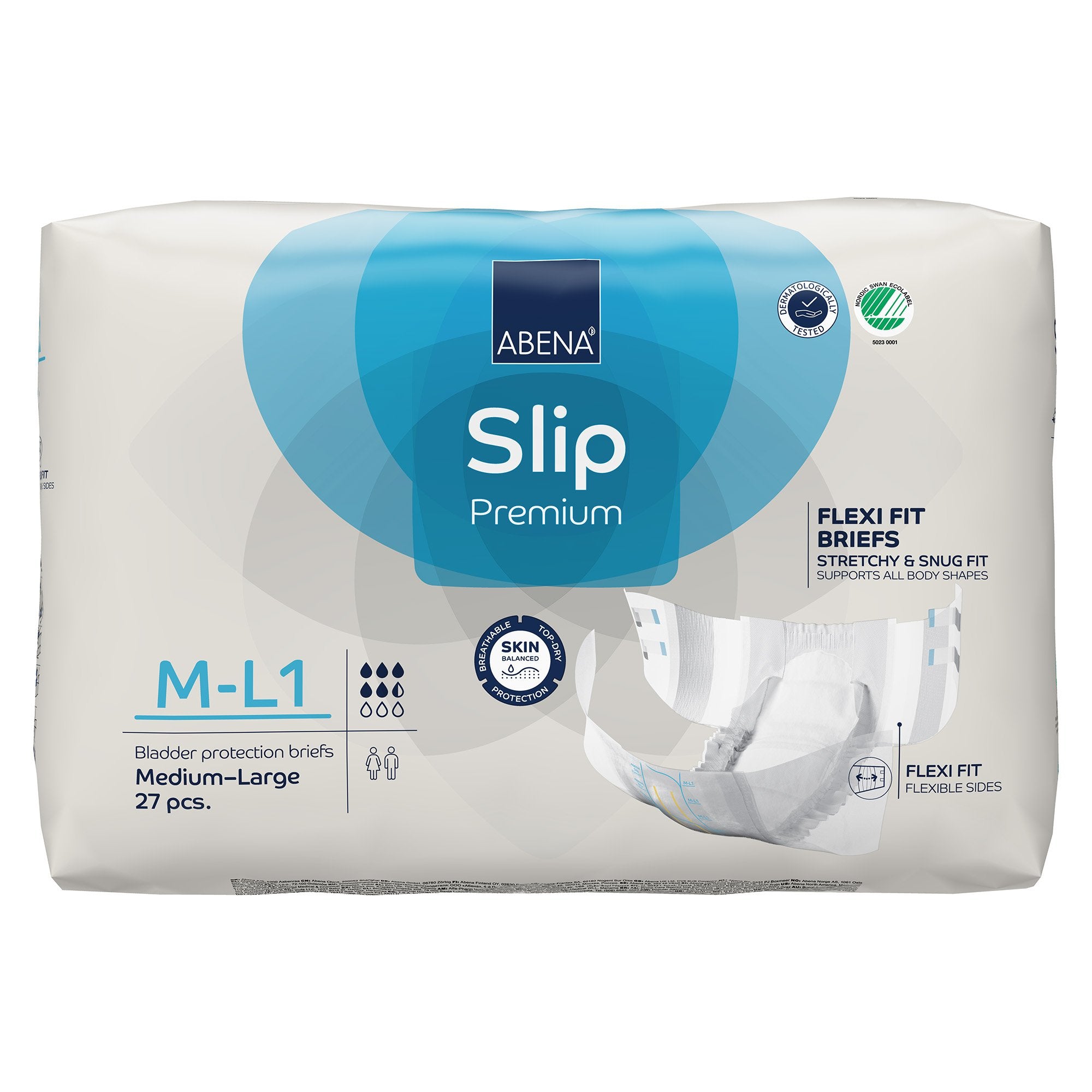 Abena Slip Premium Flexi Fit Incontinence Briefs, M-L1-Unisex Adult Incontinence Brief Abena Slip Flexi Fit Medium / Large Disposable Moderate Absorbency