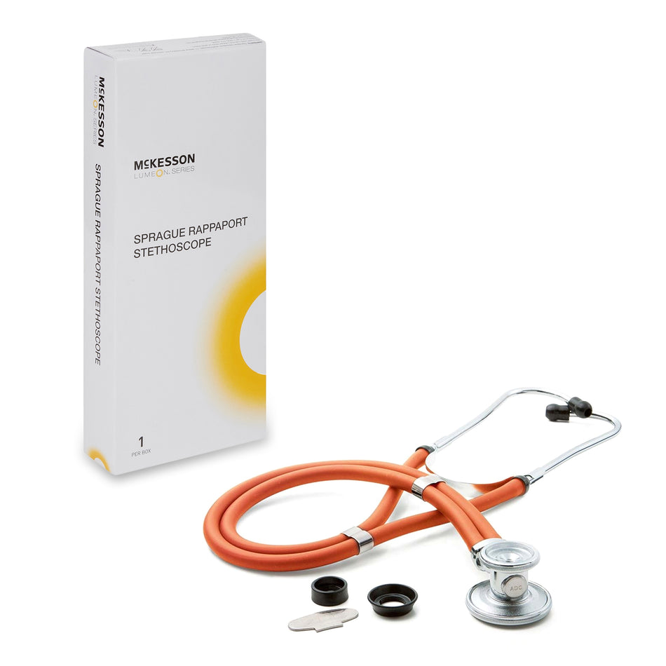 McKesson Sprague Rappaport Stethoscope-Sprague Stethoscope McKesson Orange 2-Tube 22 Inch Tube Double Sided Chestpiece