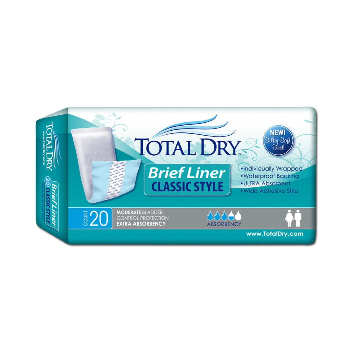 TotalDry™ Moderate Extra Absorbency Bladder Control Pad, 4 x 13 Inch - Incontinence>Incontinence Liners and Pads - Secure...