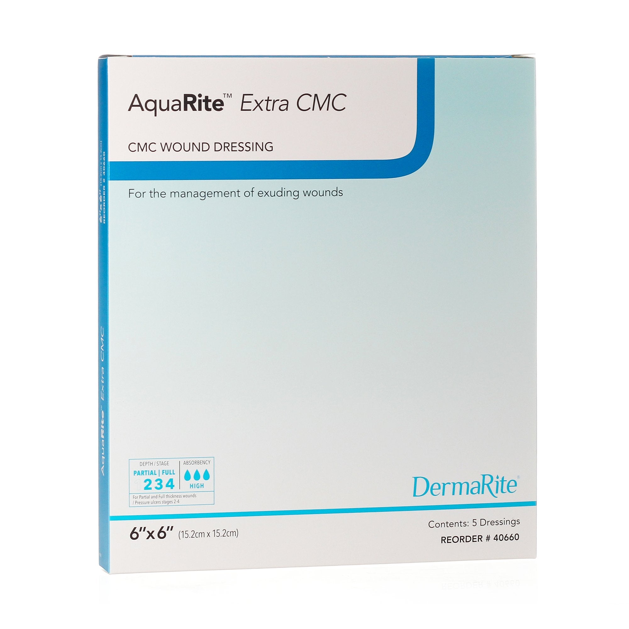 AquaRite Extra CMC Gelling Fiber Wound Dressing, 6 x 6 Inch-Gelling Fiber Wound Dressing AquaRite Extra CMC 6 X 6 Inch Square Sterile
