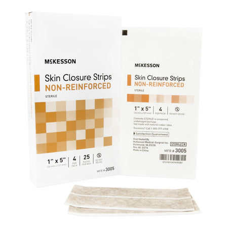 McKesson Nonreinforced Skin Closure Strip, 1 x 5 Inch - Wound Closure>Skin Closure Strips - McKesson Brand
