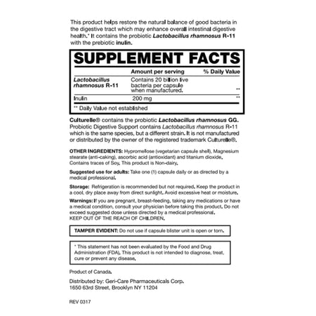 Geri-Care Probiotic Dietary Supplement-Probiotic Dietary Supplement Geri-Care 30 per Box Capsule
