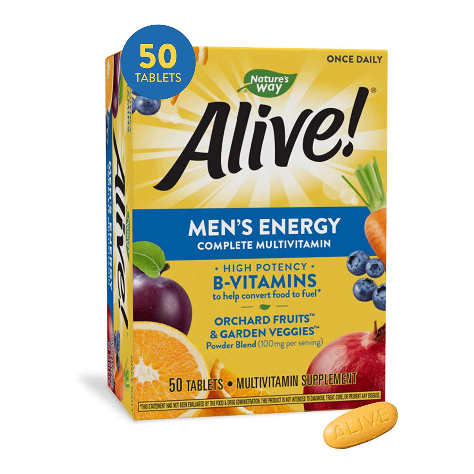 Nature's Way Alive! Men's Energy Complete Multi-Vitamin Tablets-Multivitamin Supplement Alive! Mens Energy Vitamin A / Vitamin C 900 mcg / 180 mg Strength Tablet 50 per Box