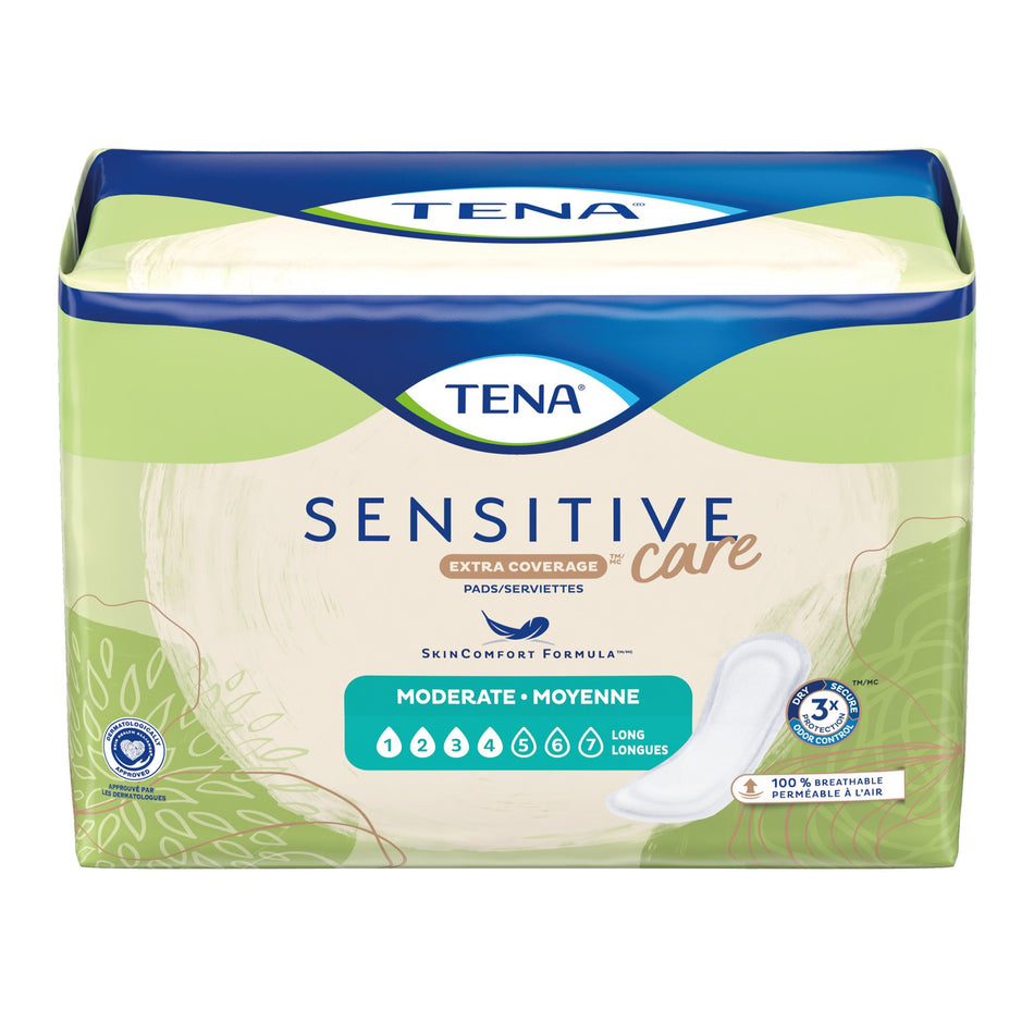 Tena Intimates Moderate Long Bladder Control Pad, 12-Inch Length-Bladder Control Pad TENA Sensitive Care Extra Coverage Long 12 Inch Length Moderate Absorbency Dry-Fast Core One Size Fits Most
