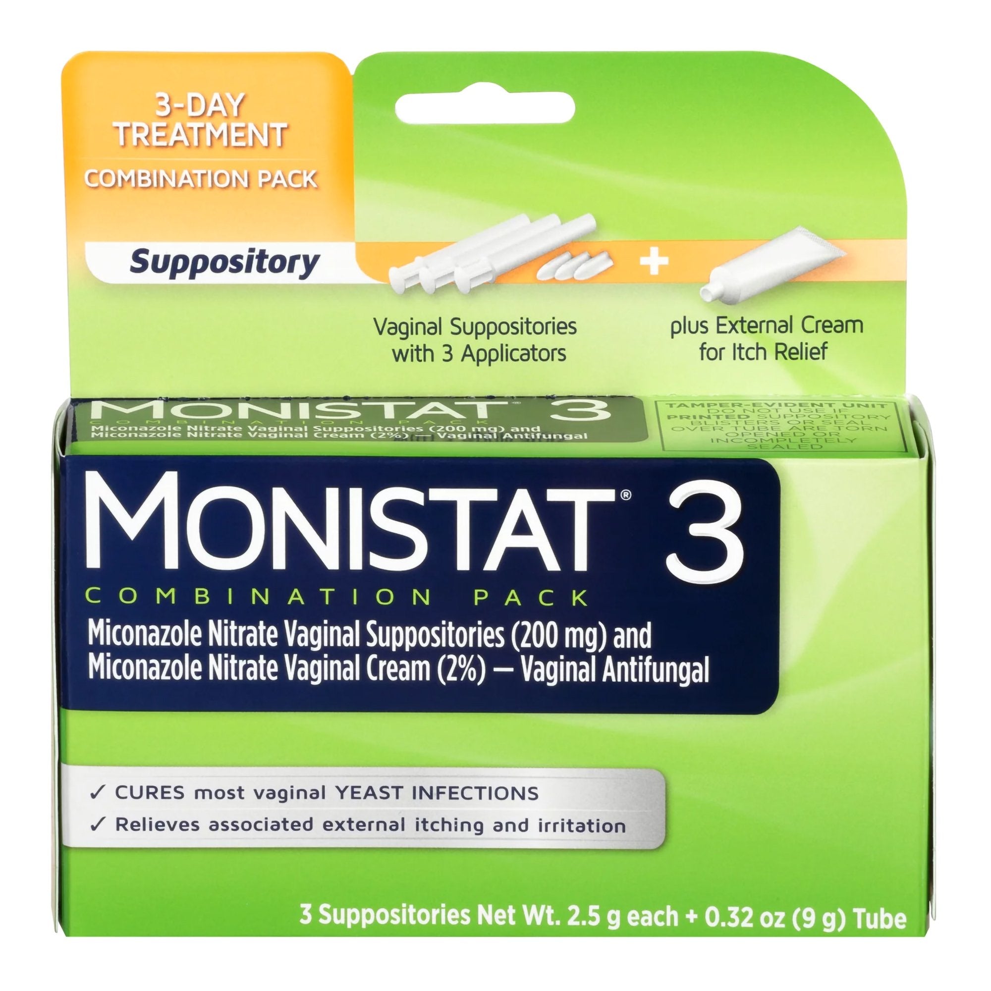 Monistat 3 Vaginal Antifungal Combination Pack-Vaginal Antifungal MONISTAT 3-Day Treatment Combination Pack Ovule 200 mg / 2% Strength Ovule insert 3 Per Box Applicator
