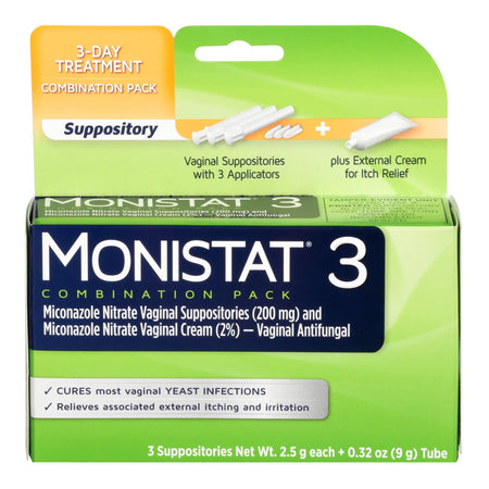 Monistat 3 Vaginal Antifungal Combination Pack-Vaginal Antifungal MONISTAT 3-Day Treatment Combination Pack Ovule 200 mg / 2% Strength Ovule insert 3 Per Box Applicator