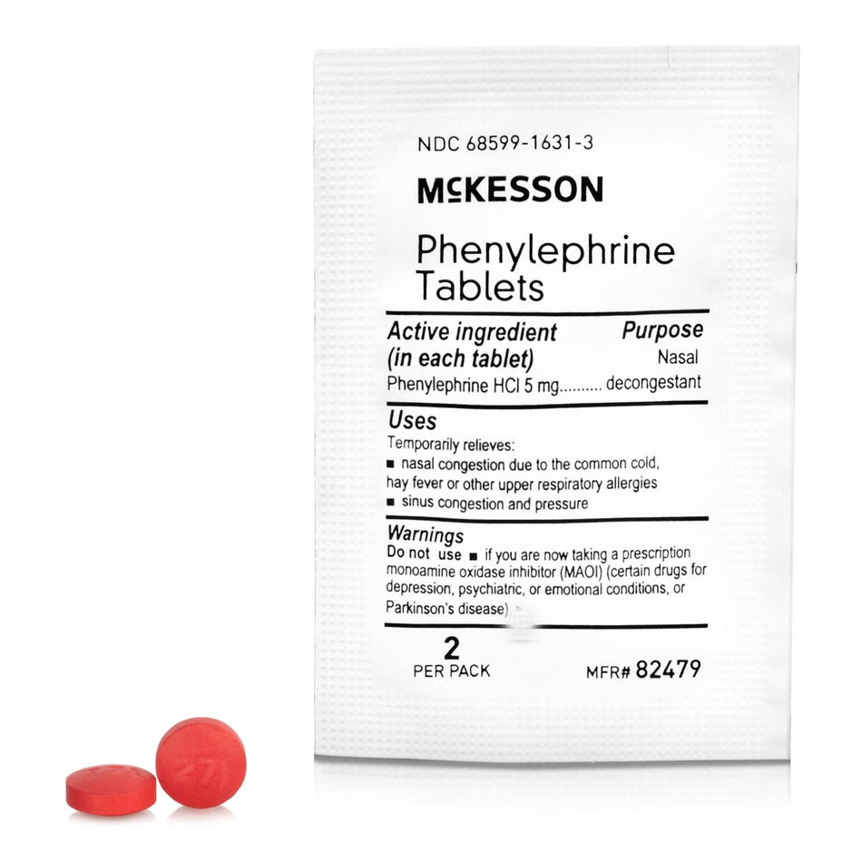 McKesson Phenylephrine Sinus Relief-Sinus Relief McKesson Brand 5 mg Strength Tablet 2 per Pack