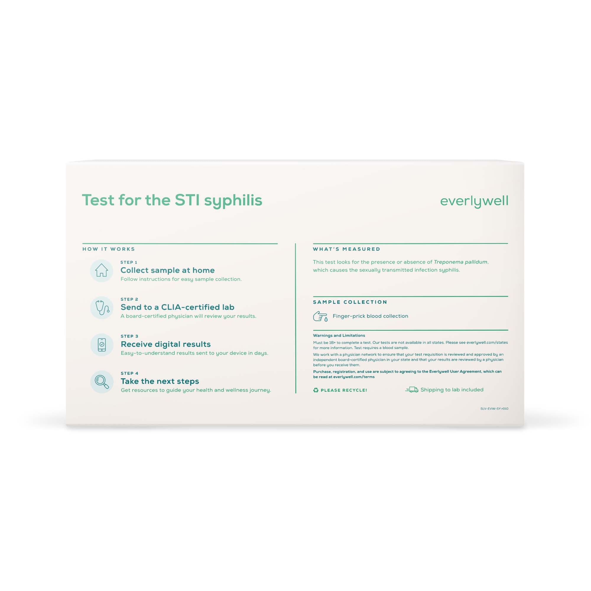 Everlywell Syphilis Test-Blood Collection and Transport Kit Everlywell Biohazard Bag Sterile