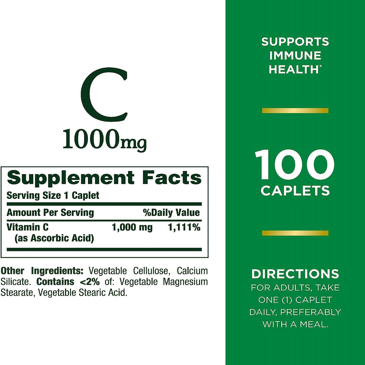 Nature's Bounty 1000 mg Vitamin C Caplets-"Vitamin C Supplement Nature's Bounty 1,000 mg Strength Capsule 100 per Bottle"