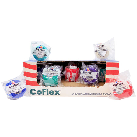 CoFlex Self-adherent Closure Cohesive Bandage, 1 Inch x 5 Yard-Cohesive Bandage CoFlex 1 Inch X 5 Yard Self-Adherent Closure Teal / Blue / White / Purple / Red / Green NonSterile 14 lbs. Tensile Strength