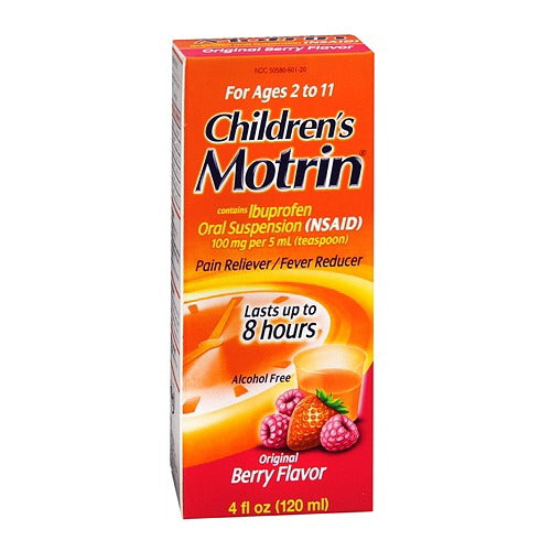 Children's Motrin Ibuprofen Children's Pain Relief, Berry Flavor-Children's Pain Relief Motrin 100 mg / 5 mL Strength Ibuprofen Oral Suspension 4 oz.