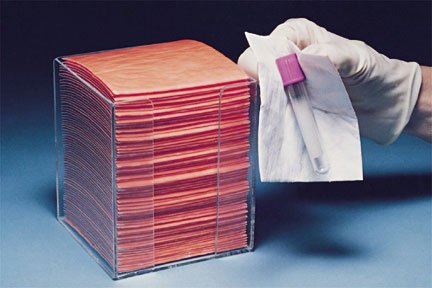 BloodBloc Biohazard Wipe-Biohazard Wipe BloodBloc Heavy Absorbency White / Orange NonSterile Cellulose / Polyethylene 4 X 4 Inch Disposable