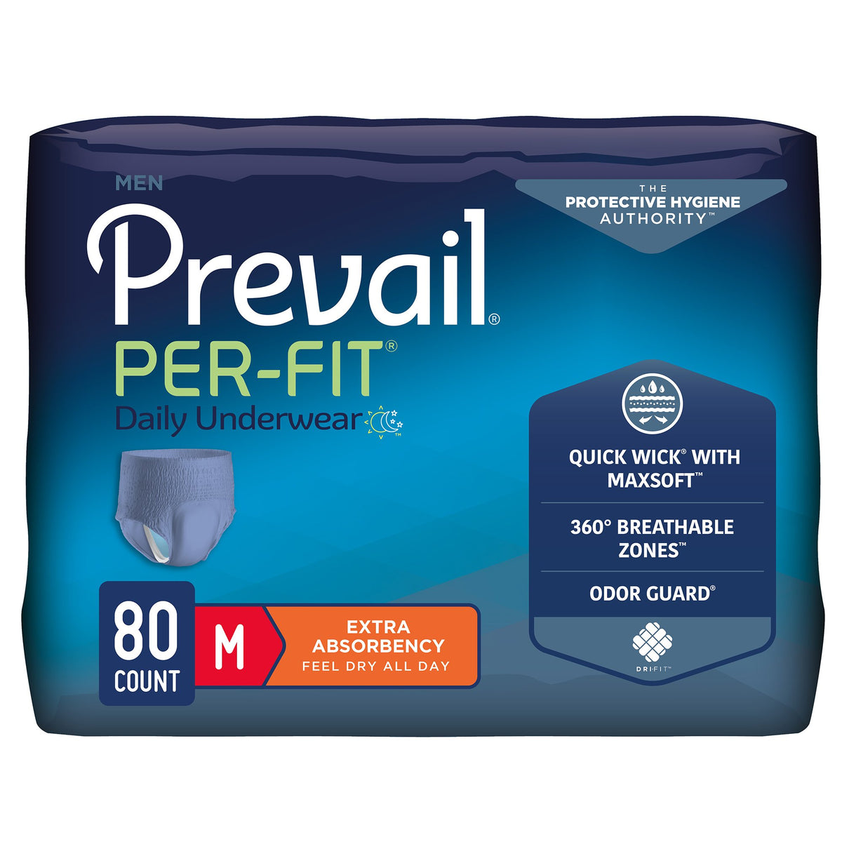 Prevail® Per-Fit® Men Adult Moderate Absorbent Underwear, Medium, White - Incontinence>Adult Briefs and Protective Underga...
