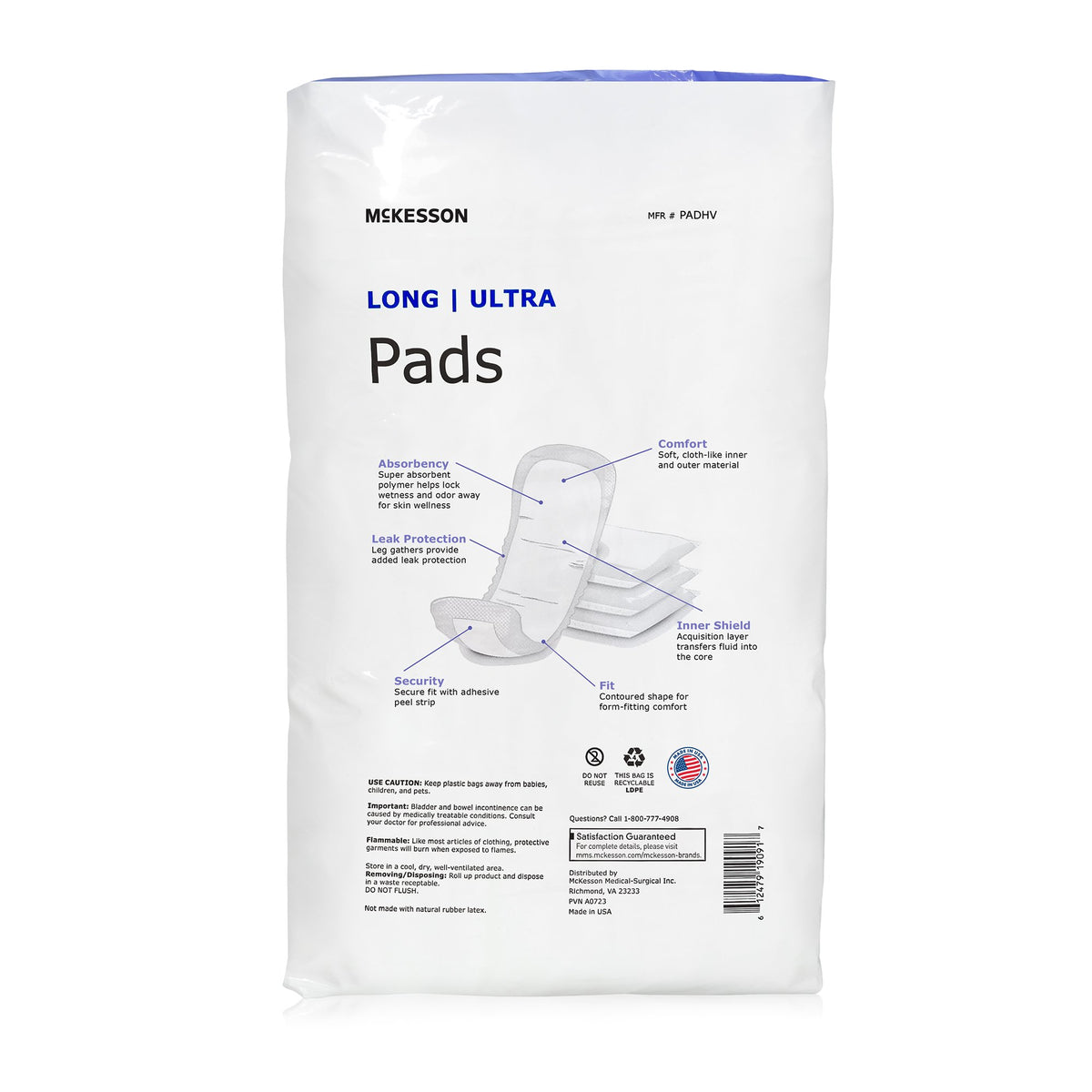 McKesson Ultra Heavy Absorbency Bladder Control Pad, 14 Inch Length-Bladder Control Pad McKesson Ultra 14 Inch Length Heavy Absorbency Polymer Core One Size Fits Most