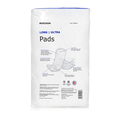 McKesson Ultra Heavy Absorbency Bladder Control Pad, 14 Inch Length-Bladder Control Pad McKesson Ultra 14 Inch Length Heavy Absorbency Polymer Core One Size Fits Most