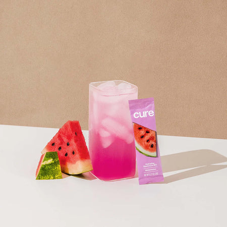 Cure Electrolyte Drink Mix made with Coconut Water, Watermelon, 7.7-gram Packets