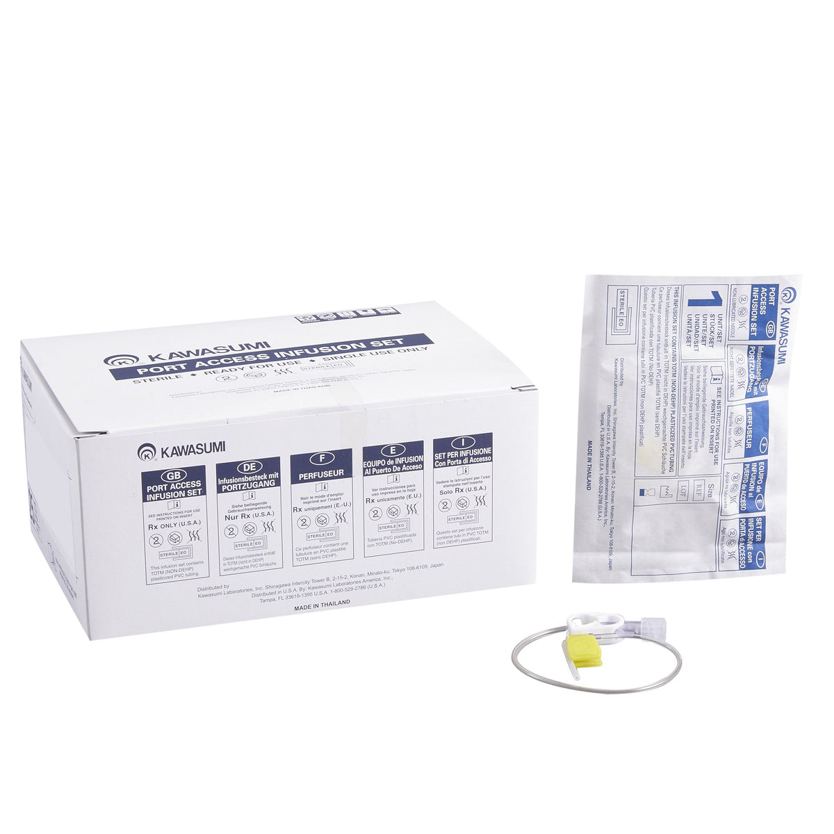 Kawasumi Huber Infusion Set-Huber Infusion Set Kawasumi 20 Gauge 1 Inch 8 Inch Tubing Without Port
