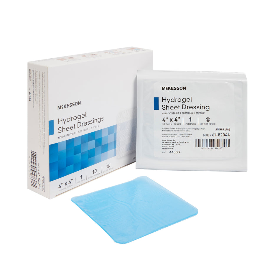 McKesson Hydrogel Dressing, 4 x 4 Inch-Hydrogel Wound Dressing McKesson Sheet 4 X 4 Inch Sterile