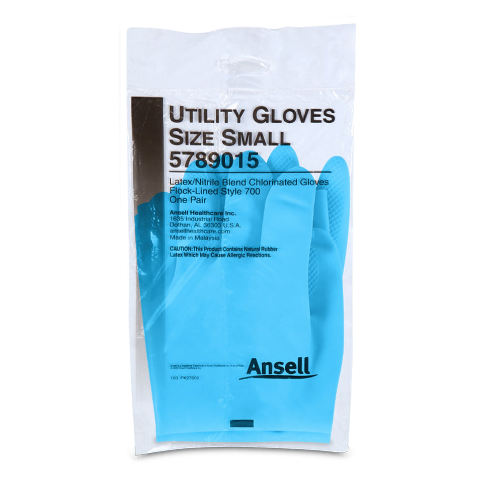 Ansell Latex/Nitrile Utility Glove, Small, Blue-Utility Glove Small Flock Lined Latex / Nitrile Blue 13 Inch Straight Cuff NonSterile