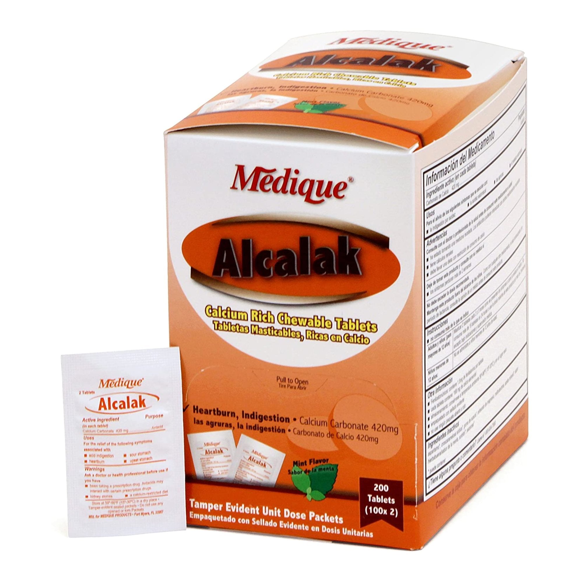 Alcalak Calcium Carbonate Antacid-Antacid Alcalak 420 mg Strength Chewable Tablet 200 per Box