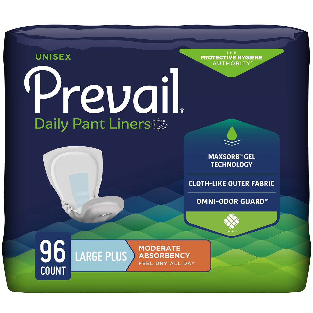 Prevail® Daily Pant Liners Moderate Absorbency Bladder Control Pad, 28 Inch - Incontinence>Incontinence Liners and Pads -...