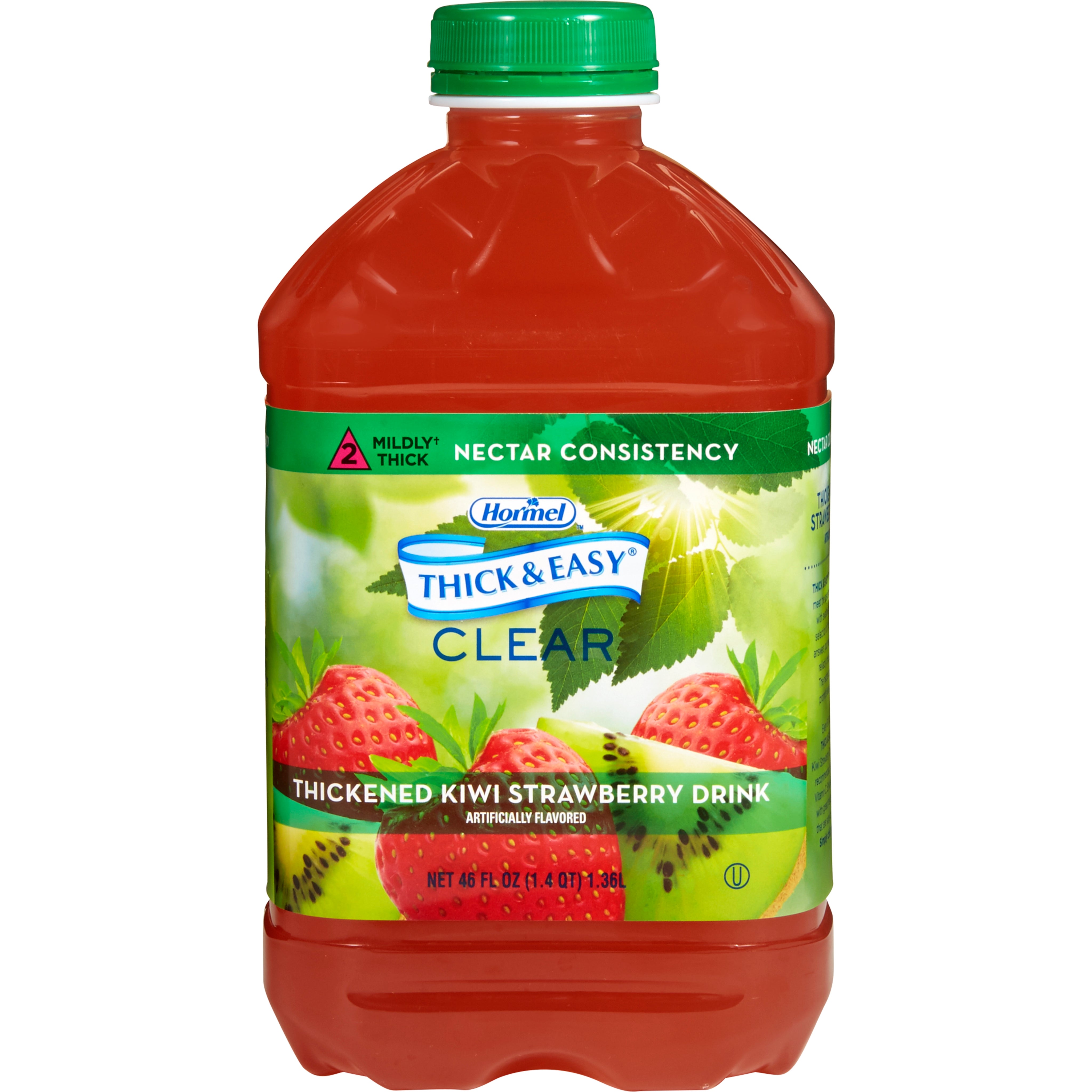 Thick & Easy Clear Nectar Consistency Kiwi Strawberry Thickened Beverage, 46-ounce Bottle-Thickened Beverage Thick & Easy 46 oz. Bottle Kiwi Strawberry Flavor Liquid IDDSI Level 2 Mildly Thick