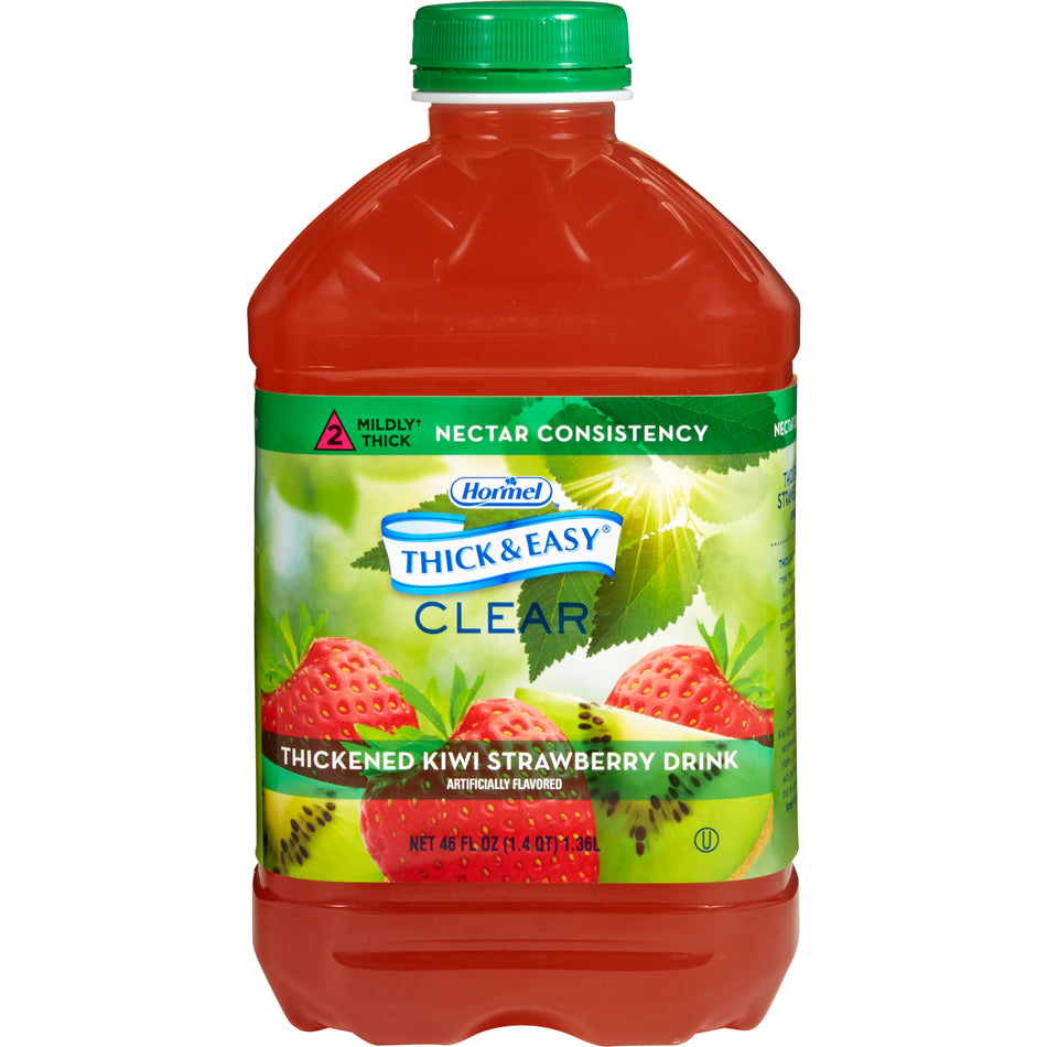 Thick & Easy Clear Nectar Consistency Kiwi Strawberry Thickened Beverage, 46-ounce Bottle-Thickened Beverage Thick & Easy 46 oz. Bottle Kiwi Strawberry Flavor Liquid IDDSI Level 2 Mildly Thick
