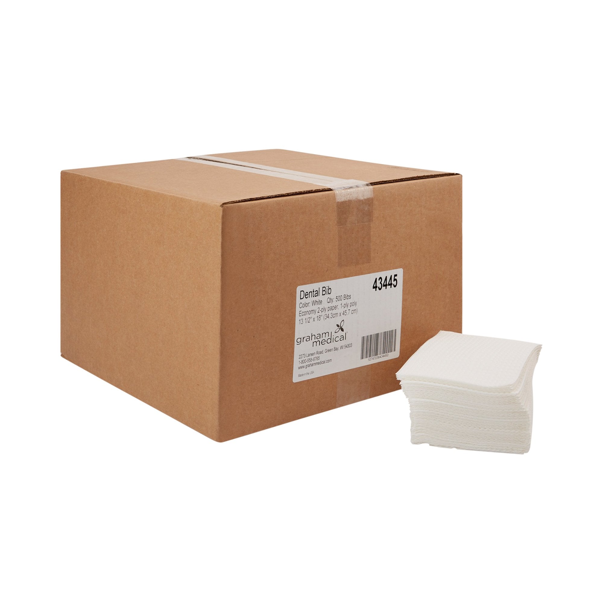 Graham Medical White Dental Bib, 13 x 18 Inch-Dental Bib graham medical 13-1/2 W X 18 L Inch White NonSterile