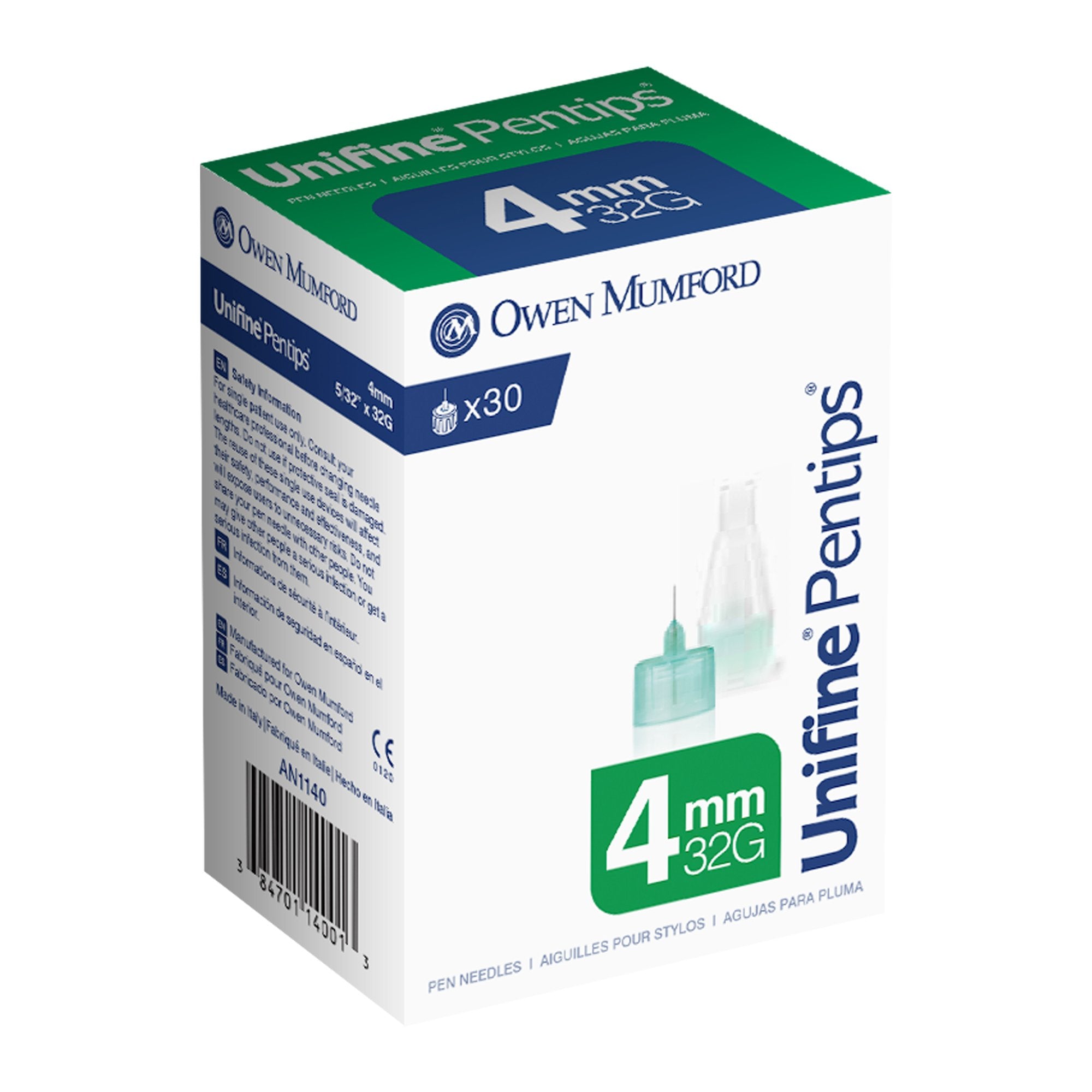 Unifine® Pentips® Standard Insulin Pen Needle, 32 Gauge, 4 mm Length - Needles and Syringes>Pen Needles - Owen Mumford