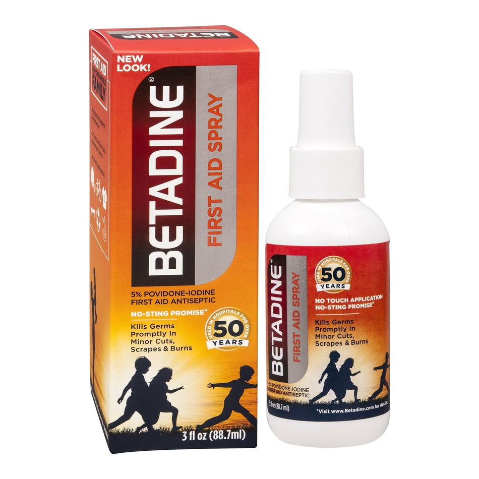 Betadine Povidone-Iodine Antiseptic, 88.7 mL spray bottle-Antiseptic Betadine Topical Liquid 3 oz. Spray Bottle