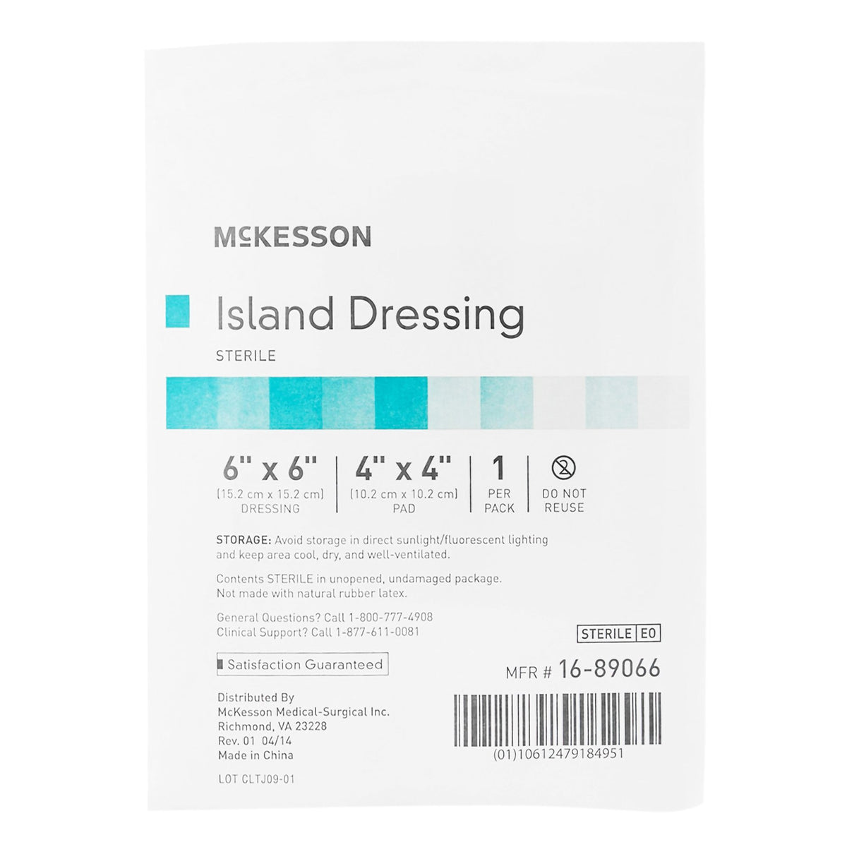 McKesson Adhesive Dressing, 6 x 6 Inch-Island Dressing McKesson 6 X 6 Inch Square Sterile