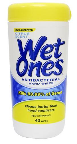 Wet Ones Personal Wipe, Citrus Scent-Hand Sanitizing Wipe Wet Ones Antibacterial 40 Count Benzethonium Chloride Wipe Canister